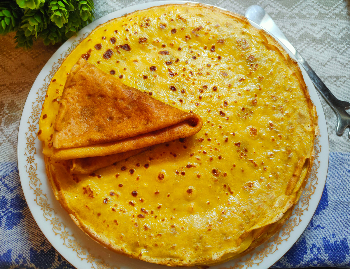 Удивительные тыквенные блинчики на молоке