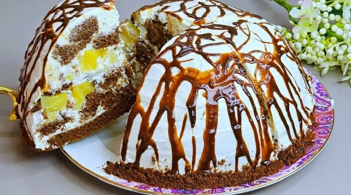 Уникальный торт «Панчо» с ананасами и грецкими орехами