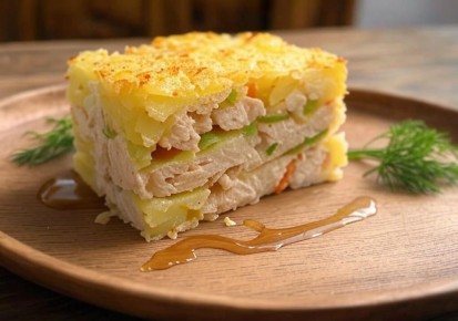 Невероятно вкусная картофельная запеканка с курицей за 35 рублей