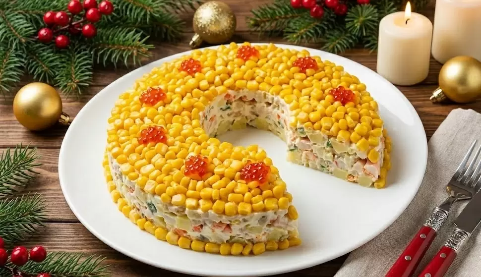 Салат на удачу: необычная «золотая подкова» для праздника